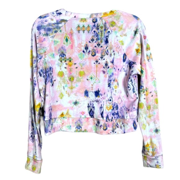 Embrace Life Athleisure Multicolor Cropped Long Sleeve Velour Top Size Small - Picture 2 of 4
